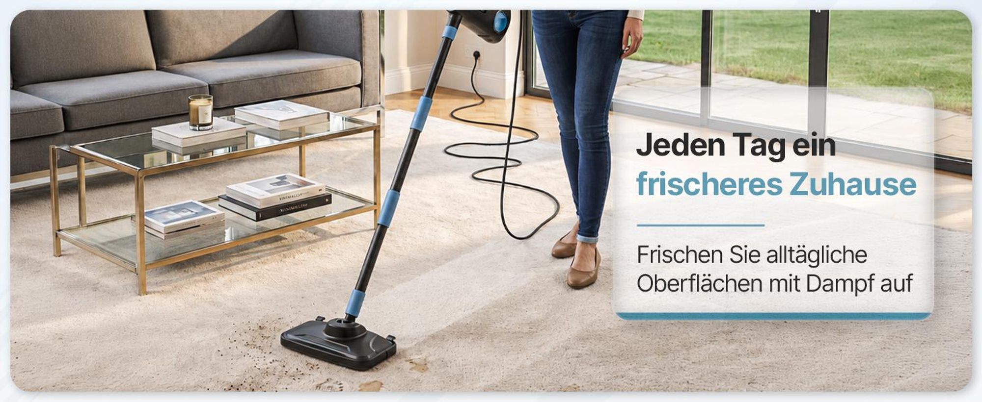 Olvy 14-in-1 Dampfreiniger mit Wischfunktion und Touchscreen – 125 °C Dampf – Handdampfreiniger für Teppiche, Sofas & Hartböden – 5 m Kabel