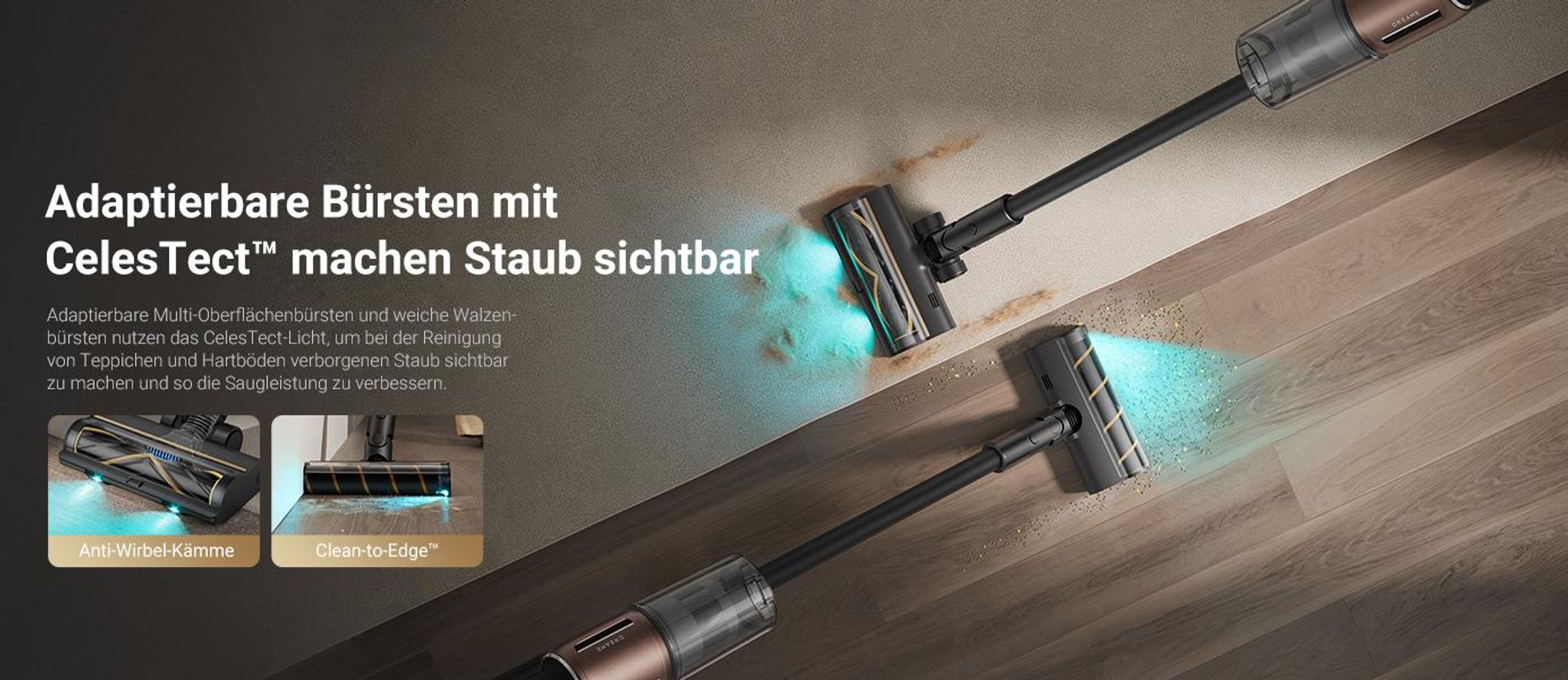 Dreame Z20 Kabelloser Staubsauger,250AW Saugleistung,H14-HEPA,Dust Reveal,Saugleistung für mehrere Oberflächen,Schmutzerkennung,0-Tangle Handstaubsaug