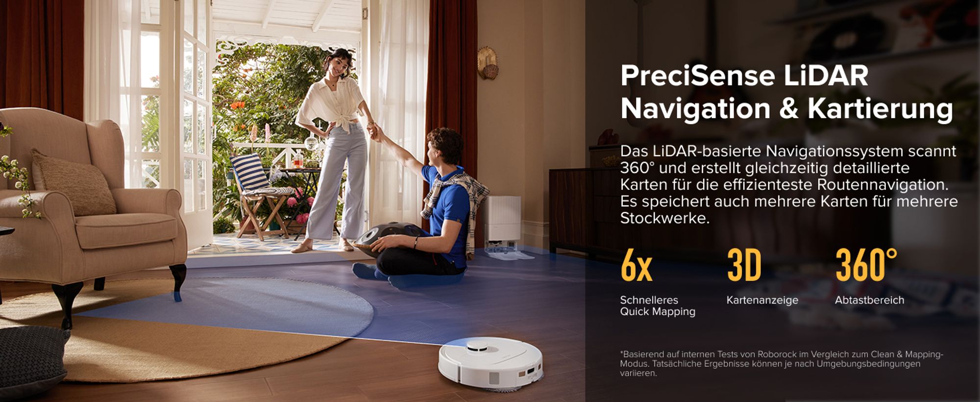 Roborock QV 35S Staubsauger Roboter, 10.000 Pa Saugroboter (Upgrade von Qrevo Plus), Anti-Tangle-Bürsten, Anhebbare Schleudermopps (Weiß)