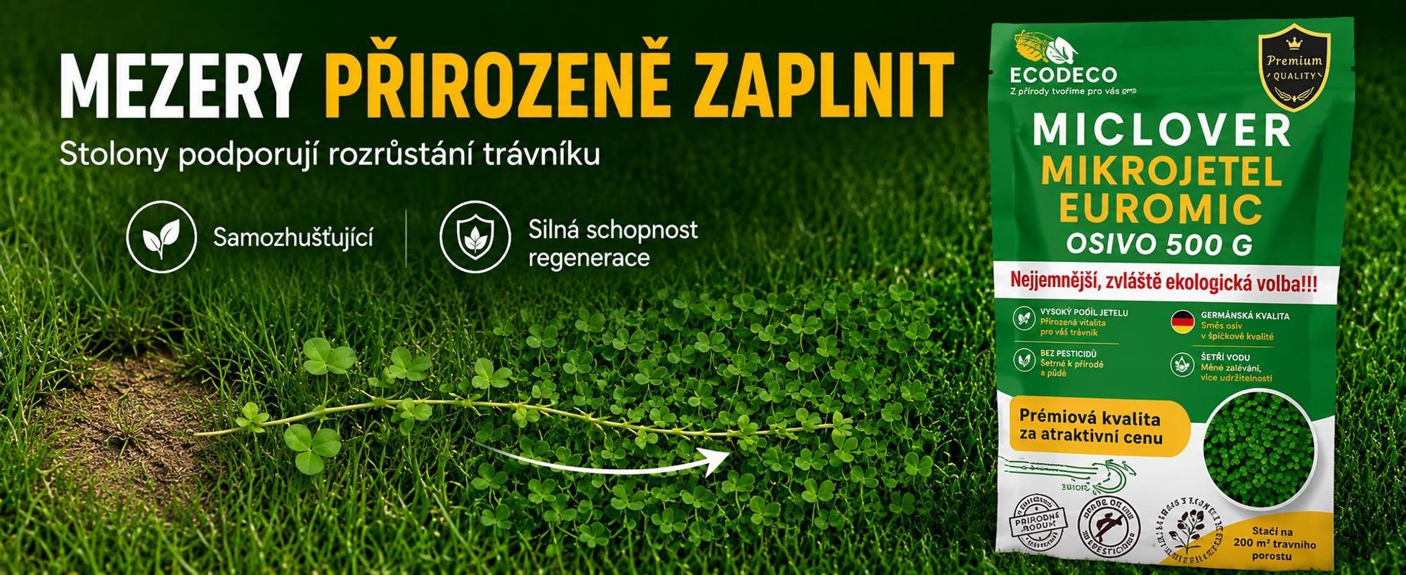 EcoDeco mikrokonóice Euromic MicLover 0,5 kg, kvalifikovaná osiva C/1 pro hustý trávník