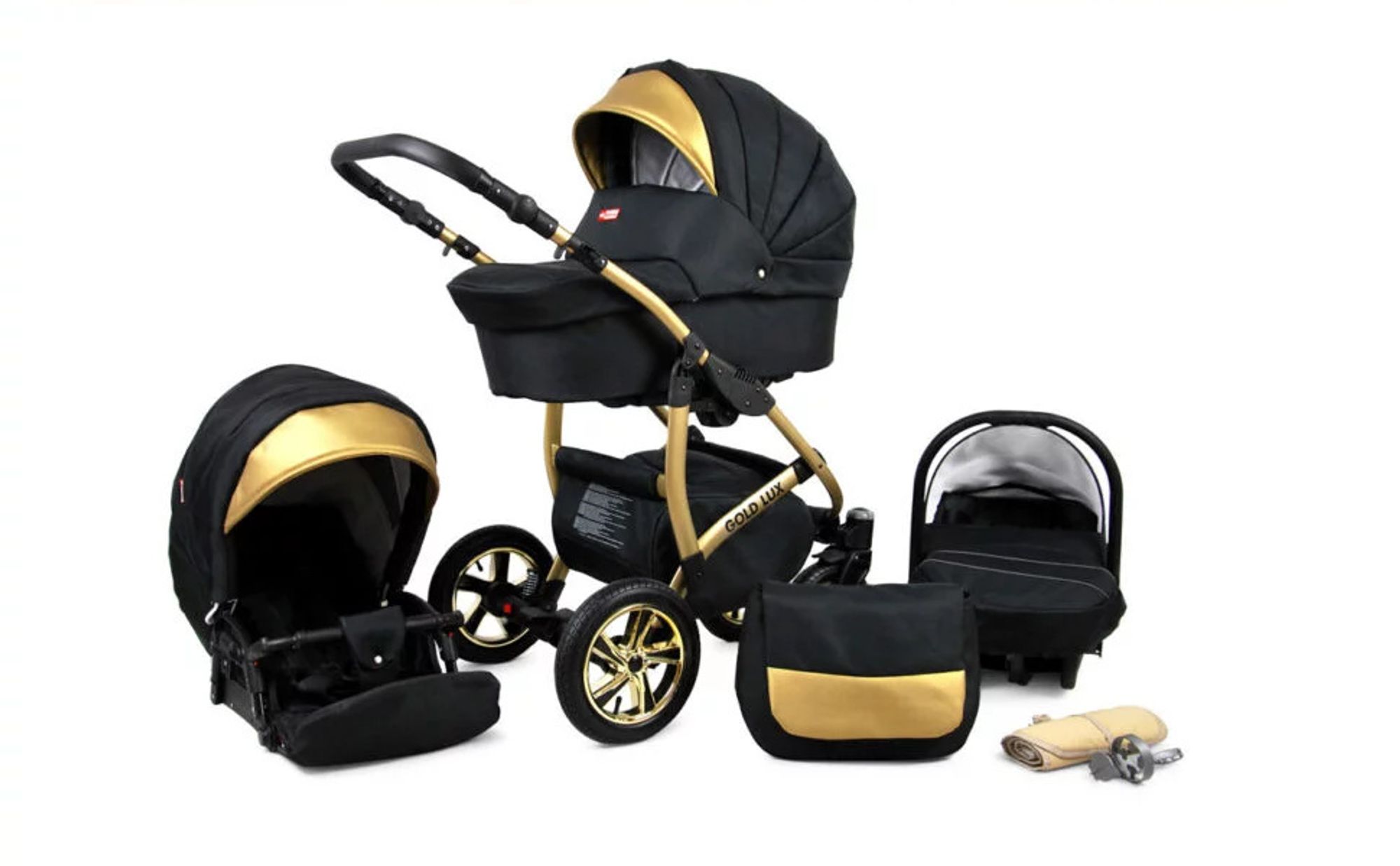 BabyLux® Gold Lux | 2in1 Kinderwagen Set | Sand Pearl | Kombikinderwagen | Kinderwagenset | Bugg