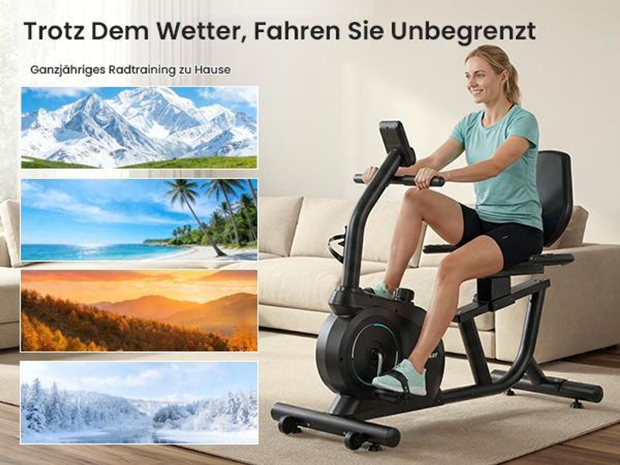 Wenoker Liege-Heimtrainer – 16 Magnet-Widerstandsstufen, Pulsmessung, LCD, verstellbare Rückenlehne, leiser Betrieb der ideale Heimtrainer für Zuhause