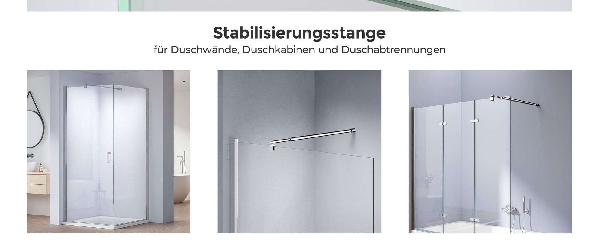 Heilmetz Stabilisator Haltestange Duschwände Stabilisierungsstange Rund Edelstahl Teleskopstange 70-120cm für 8-10mm Walk in Duschwände Stützstange