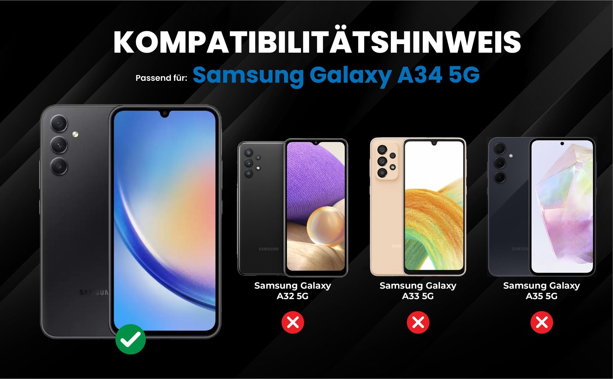 Kompatibilitätshinweise Hülle für Samsung Galaxy A34 5G