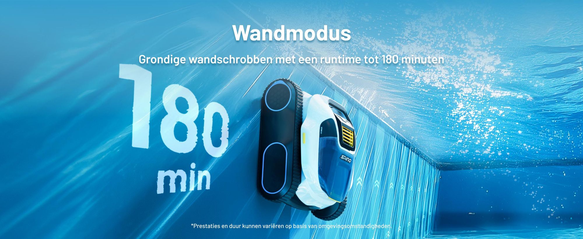 Mammotion zwembadrobot Spino E1 draadloze zwembadstofzuiger voor zwembaden tot 150 m², 6 Ah, 210 min looptijd, app, voor vloer, muur, waterleidingen