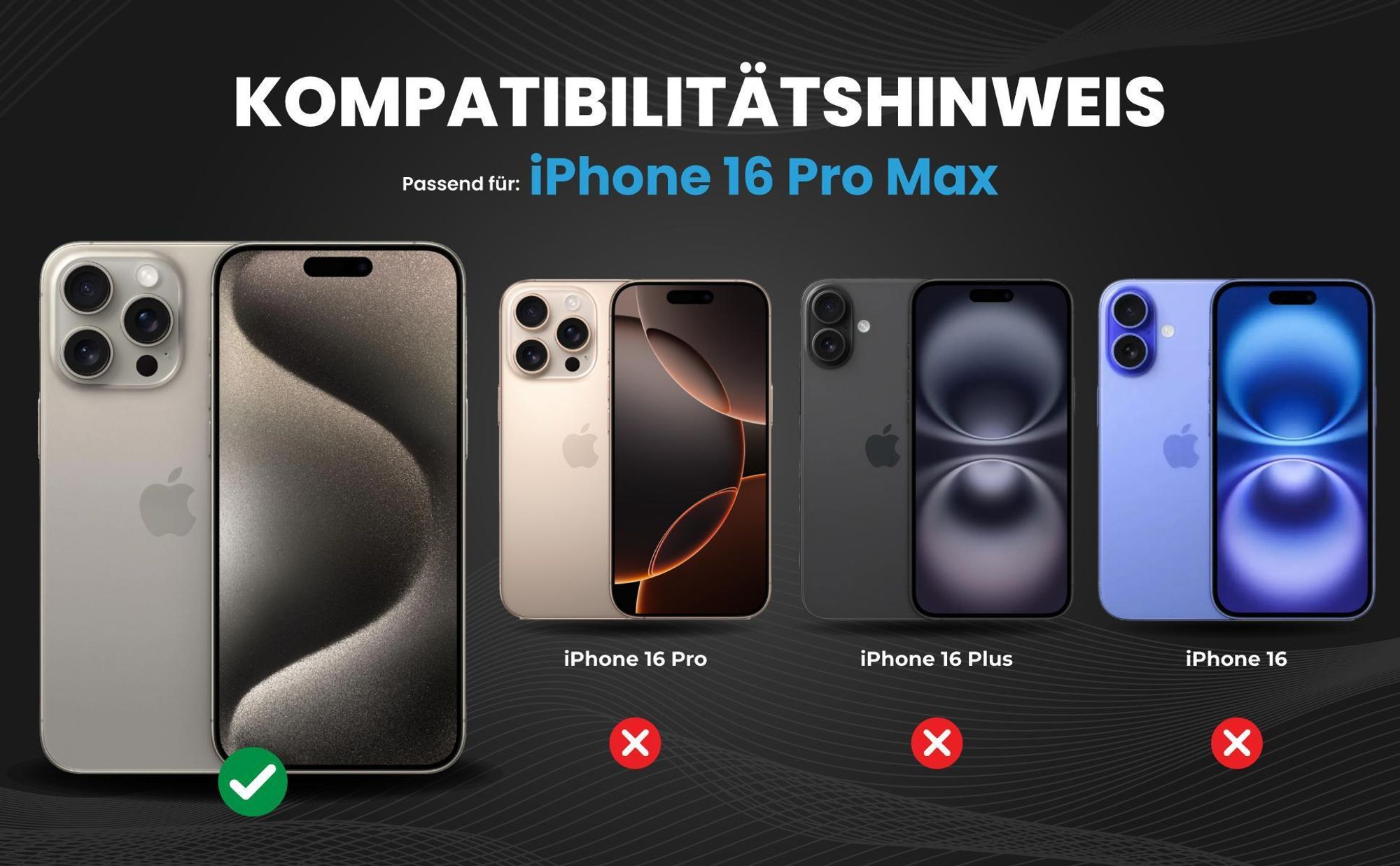 Kompatibilitätshinweise Hülle für Apple iPhone 16 Pro Max