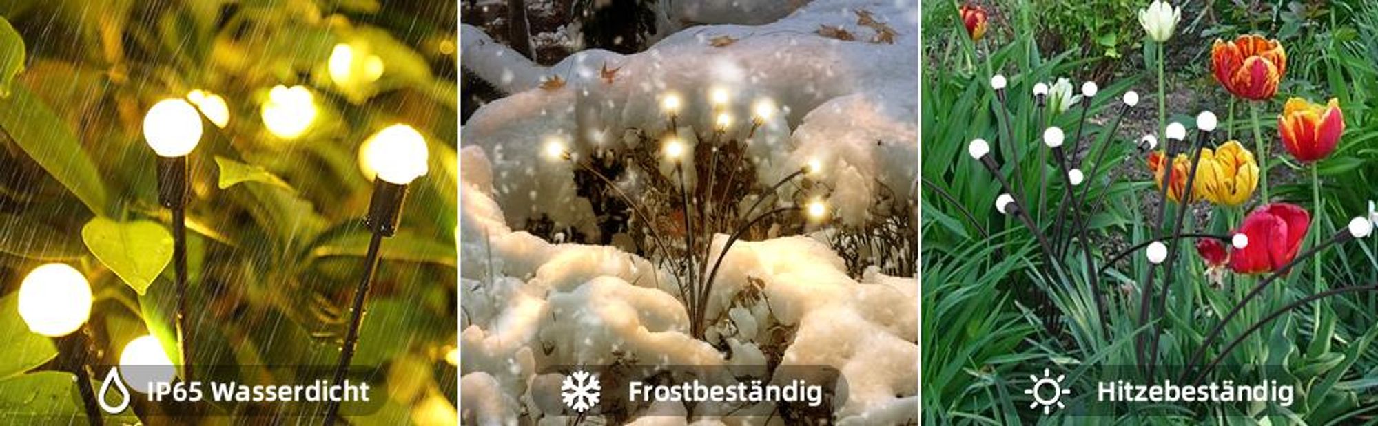 Solarlampen, Solarleuchten, 4 Stück Solar Glühwürmchen Licht, Rasenlampe, mit 8 Beleuchtungsmodi, Wasserdicht, für Garten Terrasse Weg Hof Landschaft