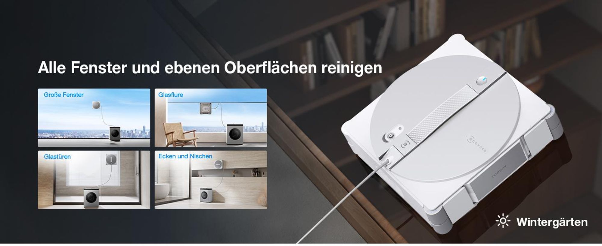 ECOVACS WINBOT W3 OMNI Fensterputzroboter mit Multifunktionsstation, Automatische Reinigung der Wischpads, Intelligente Reinigung entlang der Ränder
