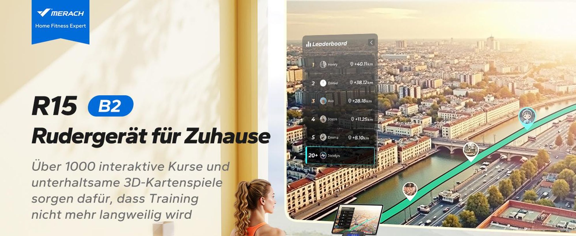 MERACH klappbares Rudergerät für Zuhause – leise magnetisch, 16 Stufen, LCD-Display, Bluetooth & Kinomap, Tablet- & Flaschenhalter, bis 158 kg