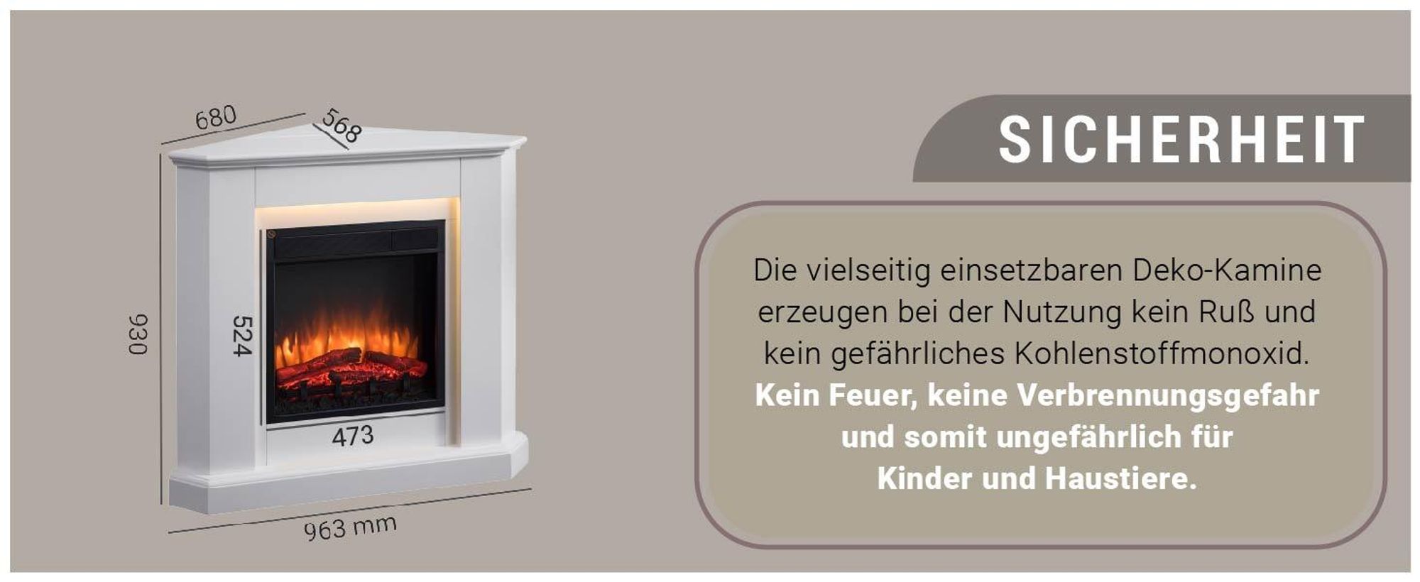 Elektrokamin BALDERIA Candela - Eckkamin - Weiß