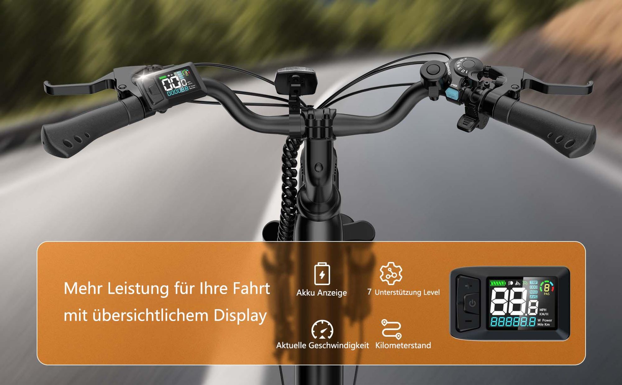 Elektrofahrrad URLIFE E26 - 250W Motor 36V 13Ah Batterie 26 Zoll Reifen Scheibenbremse - Schwarz