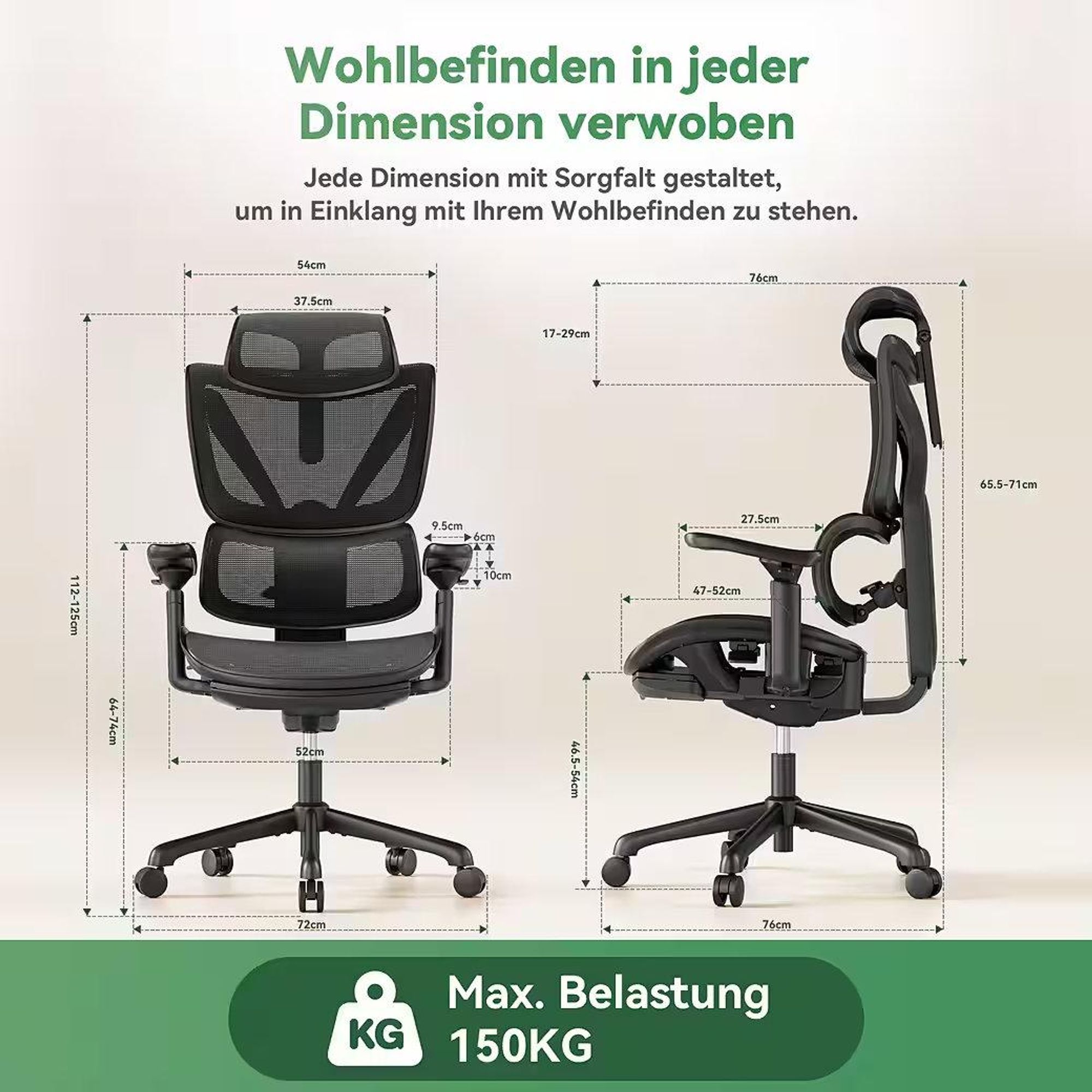 ACGAM CG-5245M Gaming Bürostuhl: Ergonomisch, 4-Neigungswinkel, 136kg, 3D-Armlehnen, Mesh, Gewichtssensor