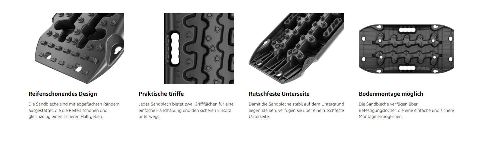 Wiltec Sandbleche Paar 581 x 295 x 65 mm Sandboards bis 7 t, 2er Set Anfahrhilfe für Wohnmobil, Bergeboards Traktionshilfe für Sand, Schlamm und Schnee