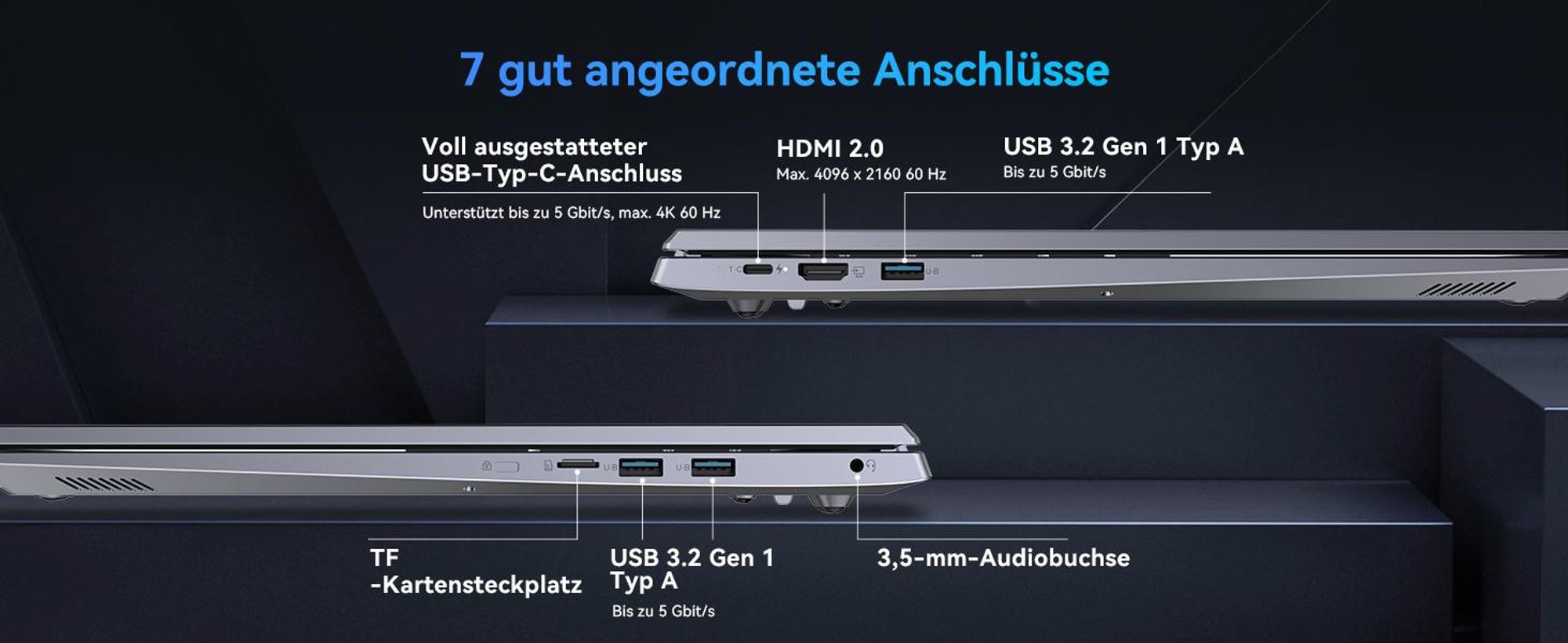 Blackview AceBook 10 18,5" FHD IPS Laptop mit 180&deg; Display & Blaulichtfilter - Intel N150, 16GB DDR4, 512GB SSD, 60,8Wh Akku, Win 11 Pro