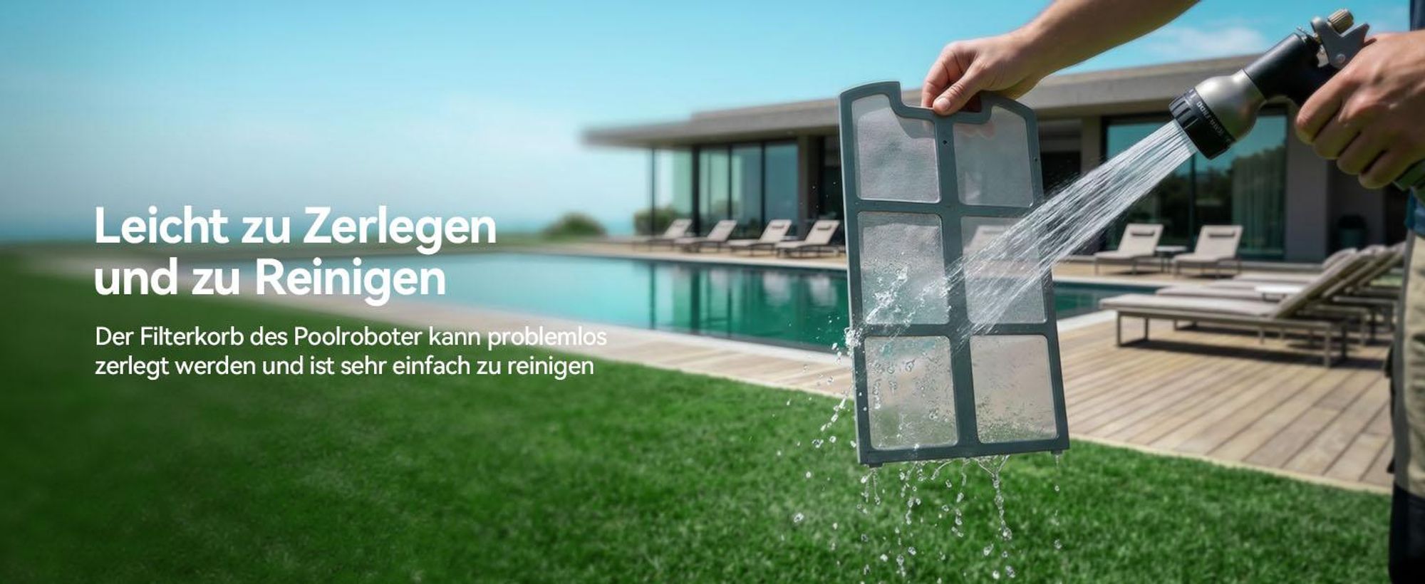 Kabelloser Poolroboter Redroad S2, Doppelmotoren, 180 Min. Laufzeit, starke Saugkraft, bis 3 m Wassertiefe, Selbstparkfunktion