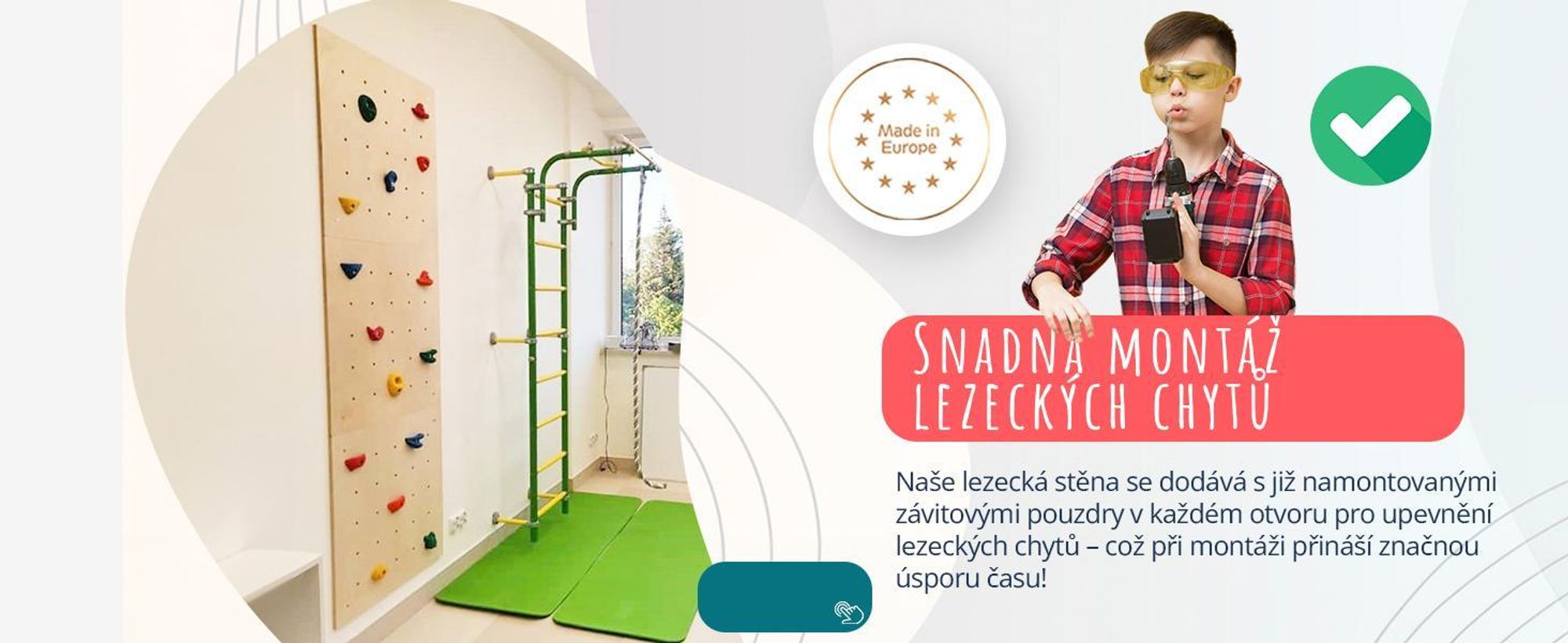 Create for you® – Domácí lezecká stěna pro děti, 5 Úchytů 60 x 120 cm