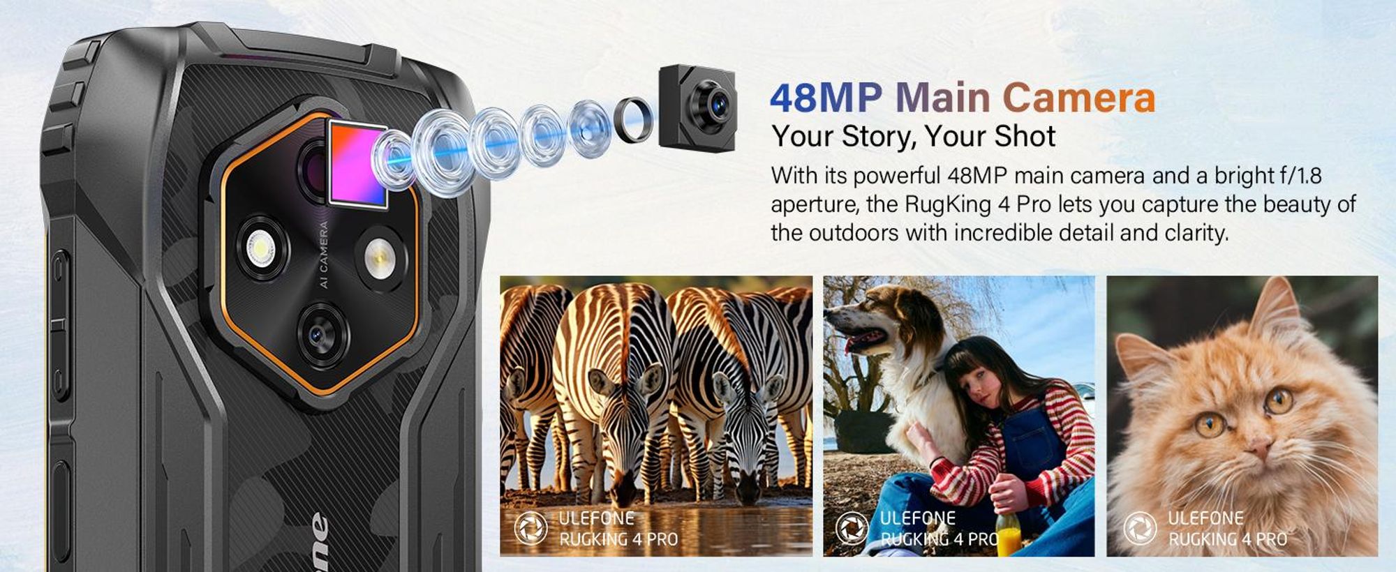 Ulefone RugKing 4 Pro Outdoor Smartphone ohne Vertrag Android 15 - 16GB+256GB - 10200mAh 48MP 6.56" 120Hz AI Rugged Handy IP68/OTG/NFC, Orange