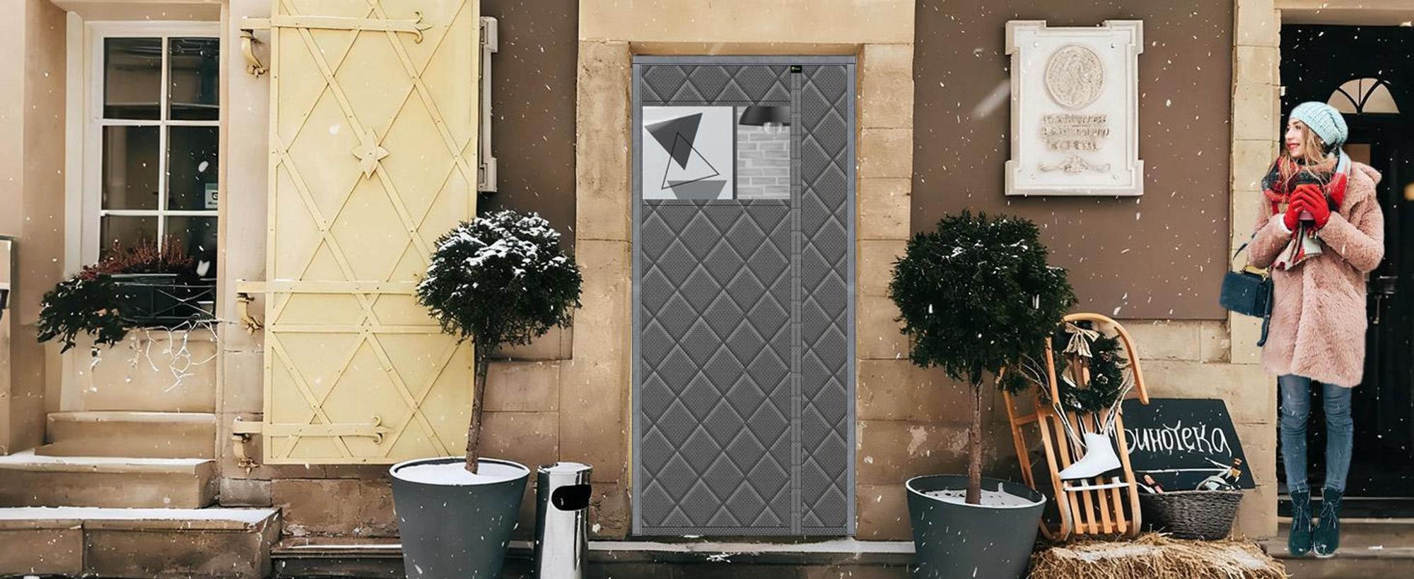 Thermovorhang magnetisch Türvorhang Kälteschutz winddicht seitliches Öffnen,Wärmeschutzvorhang, wärmeisolierend für Wohnzimmer & Balkon 90x210 cm