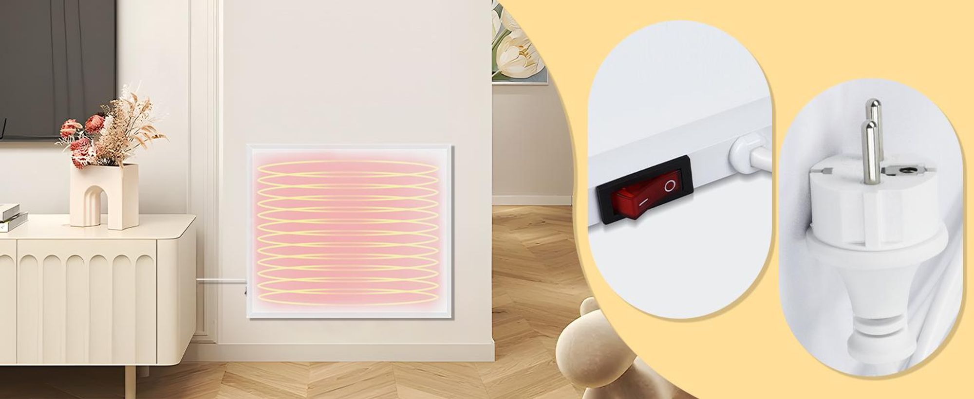 ZMH infračervený ohřívač na zeď infračervený ohřívač na zeď 290W ohřívač elektrický na zeď s ochranou proti přehřátí montáž na zeď