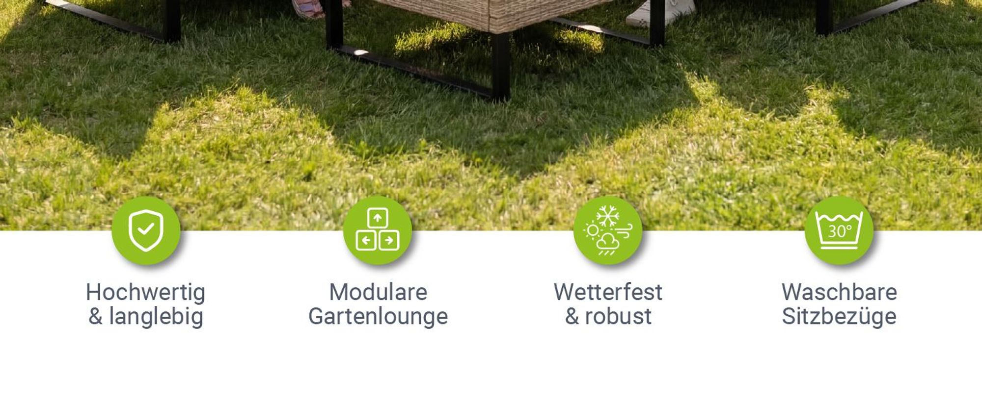 Juskys Polyrattan Lounge Santorini - Sitzecke mit Beistelltisch & Auflagenbox - Creme
