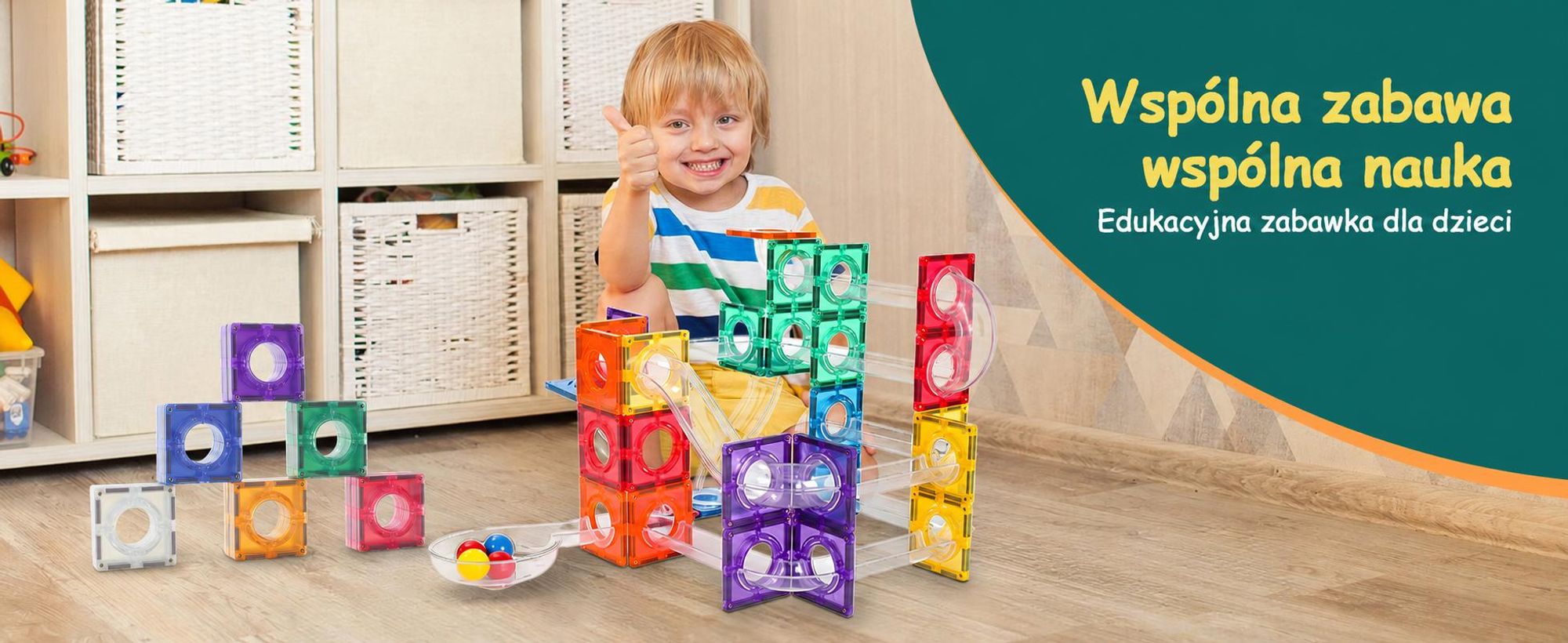 Olvy Magnetyczne klocki konstrukcyjne 100 elementów - Magnetyczny tor marmurowy i zabawka konstrukcyjna dla dzieci, STEM, Montessori, kompatybilna z Magna i Connetix