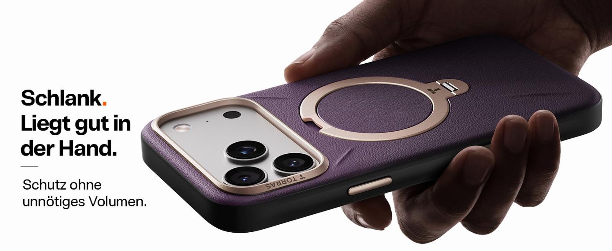TORRAS Ostand Q3 VegSkin Hülle für iPhone 18 Pro Handyhülle Nachhaltig Silikonleder 360° Unsichtbarer Magnetständer Burgunderrot
