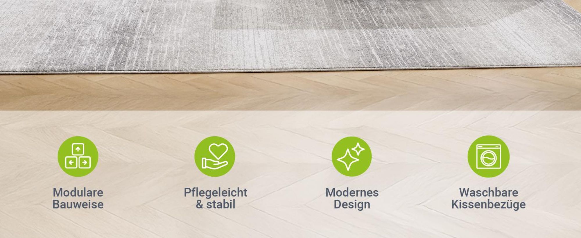 Juskys Sofa Coredo - Beige, moderne Couch aus Cord mit Kissen, Ottomane rechts