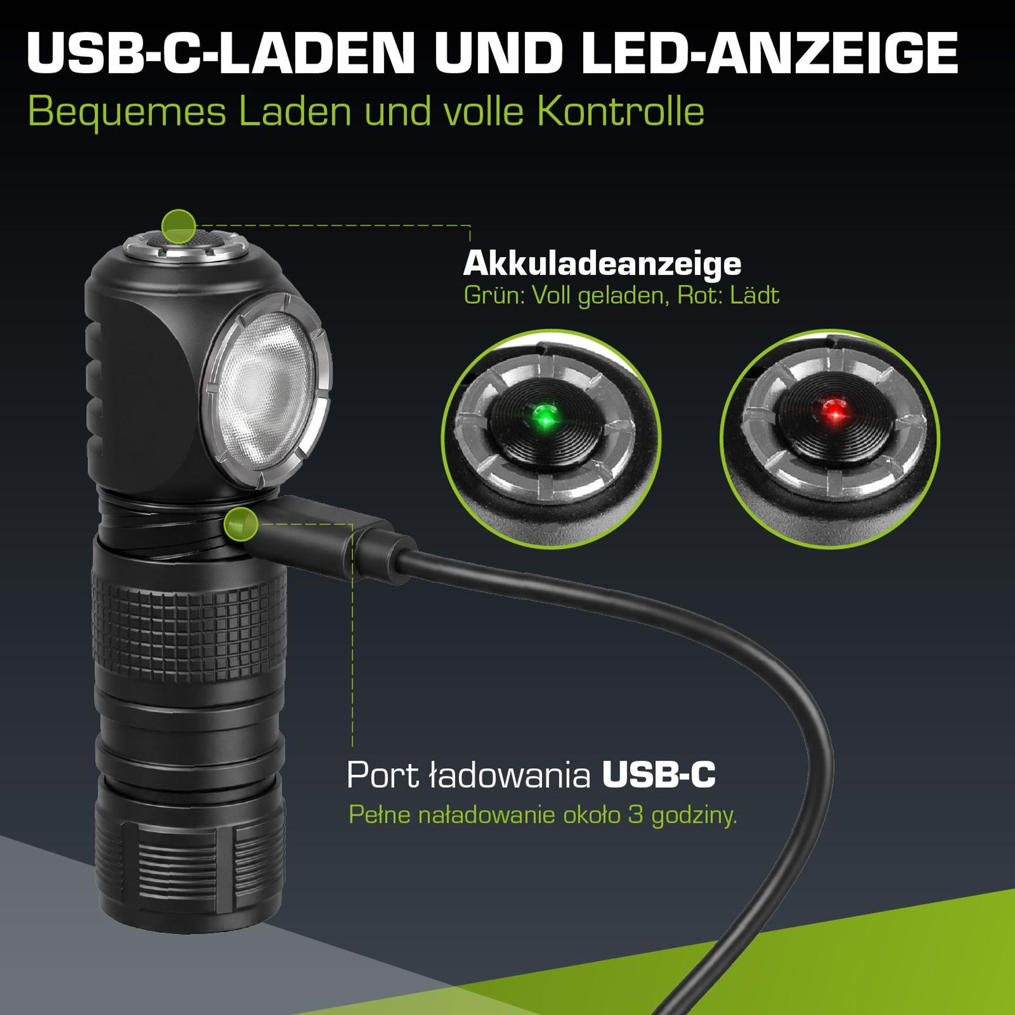 Vayox LED Stirnlampe VA0362 Explorer Pro Series | 500lm | SST20 10W + 2xSMD | IP66 | 5 Modi | USB-C | Schwarz