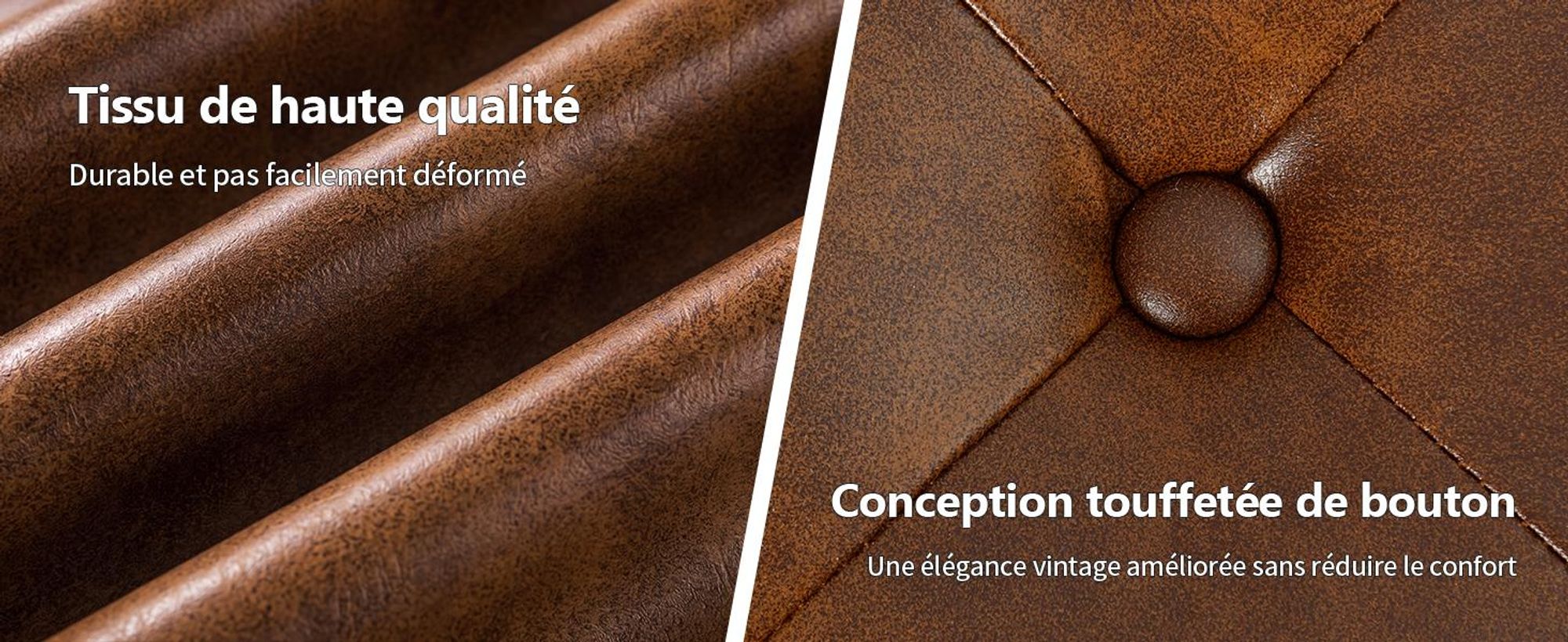 Banc velours similicuir banc rembourré tabouret de maquillage choix de couleurs, couleur:orange-marron, matière:similicuir