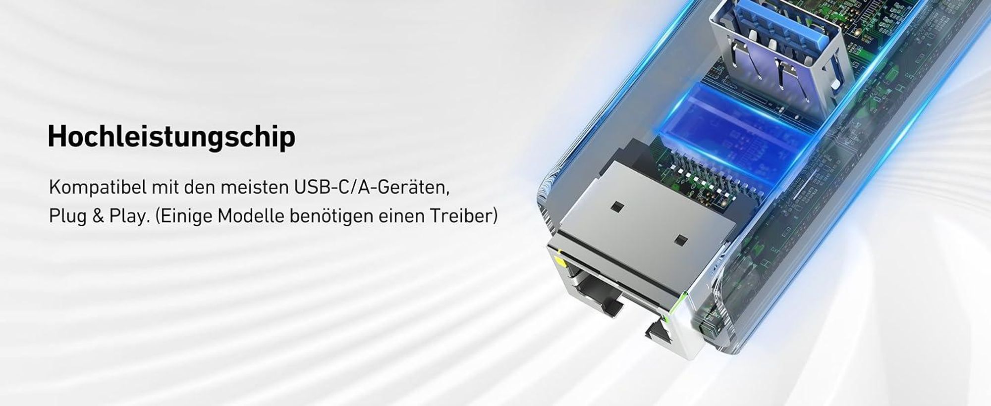 BENFEI Hubs 2in1 USB C USB 3.0 auf Ethernet Adapter mit 3 Port Hub