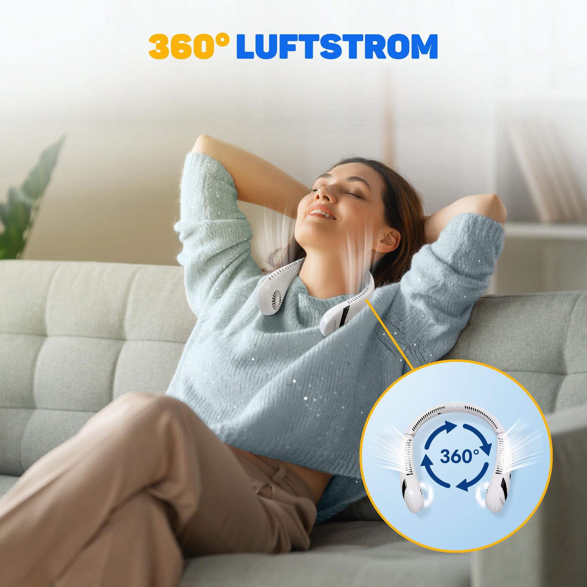 Vulpes Goods Nackenventilator, Mini Ventilator, Tragbarer Gesichtslüfter, USB aufladbar, Wiederaufladbar, 3 Stufen