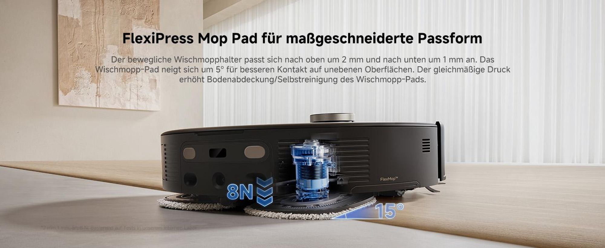 MOVA V50 Ultra Saug- & Wischroboter 24.000 Pa, FlexiRise Navigation, Warmwasser-DuoSolution, Schwarz + Extra 1 L Reinigungsflüssigkeit
