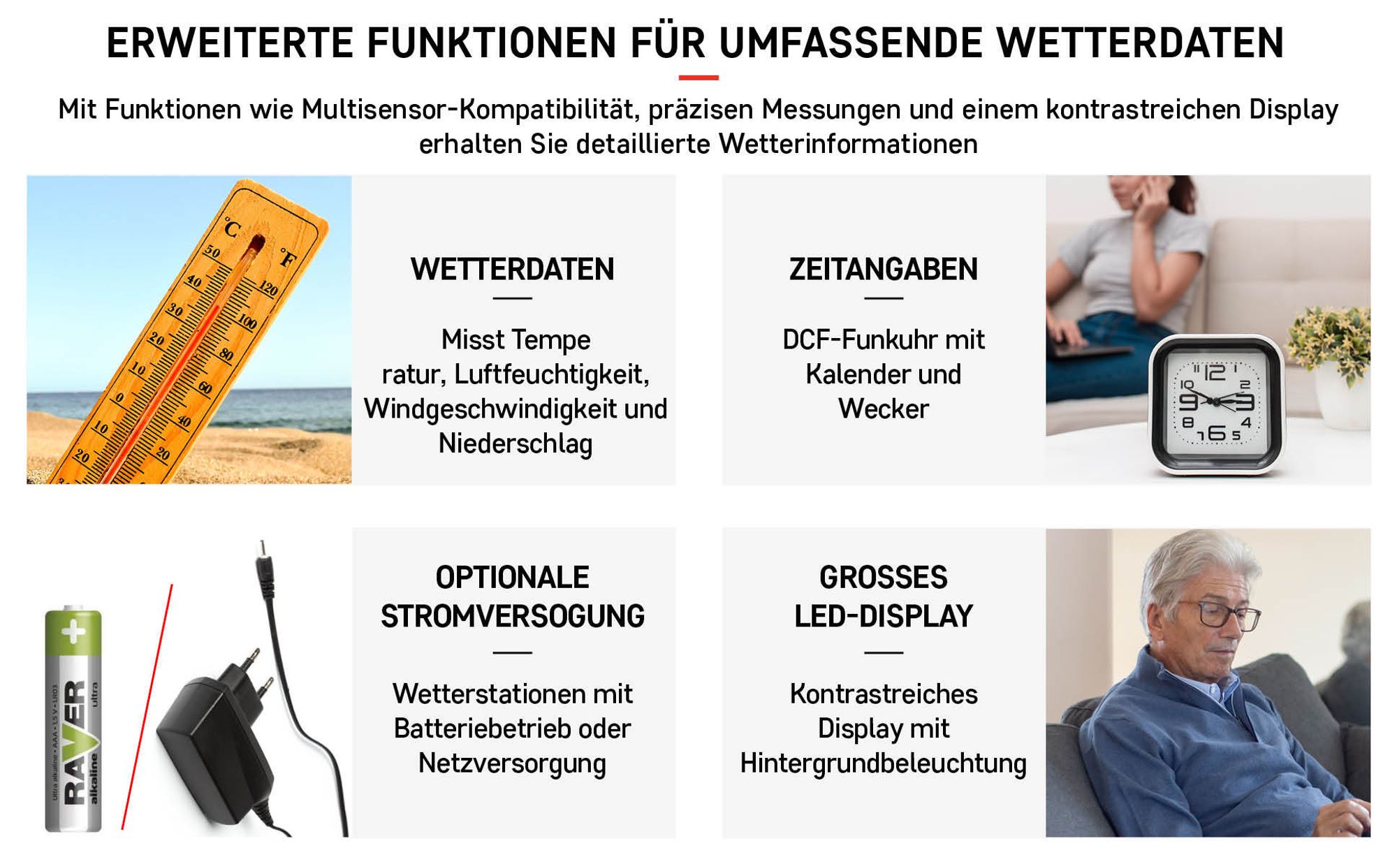 Emos E0352, Weiß, Innen-Hygrometer, Innen-Thermometer, Außen-Hygrometer, Außen-Thermometer, Hygrometer, Thermometer, Thermometer, 20 - 95%, 1 - 99%