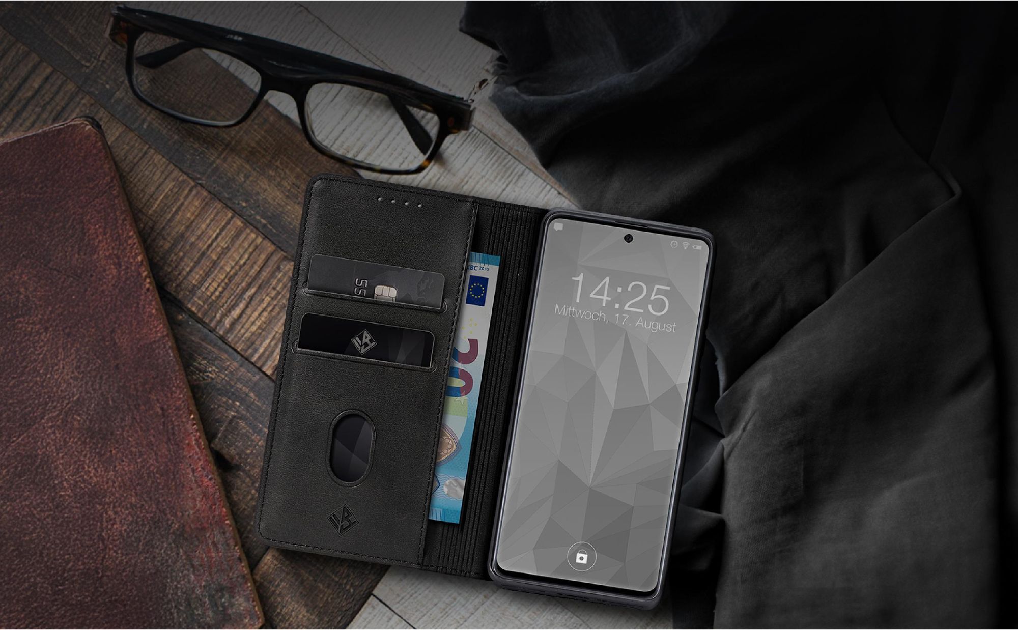 Edle Schutzhülle für Xiaomi 14T mit Kartenfächern und Geldfach
