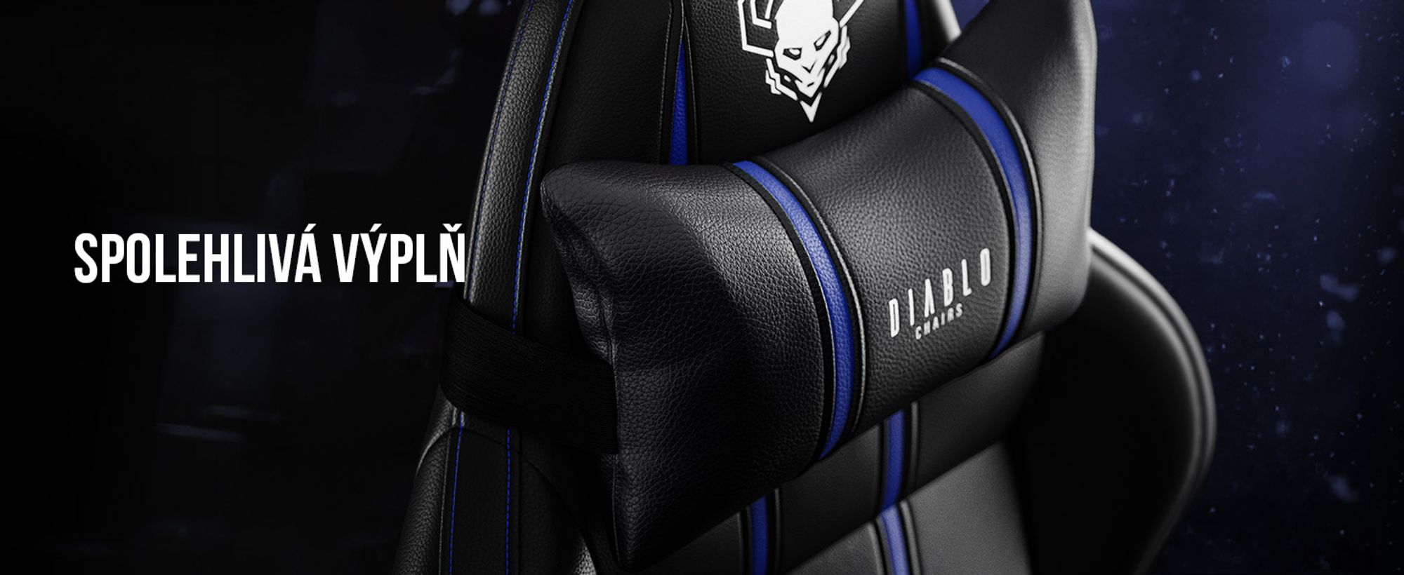 Herní židle Diablo X-One 2.0 Kancelářská židle Nastavitelné područky Ergonomický design Krční/bederní polštář, Barva: Černá-Modrá, Velikost Normal