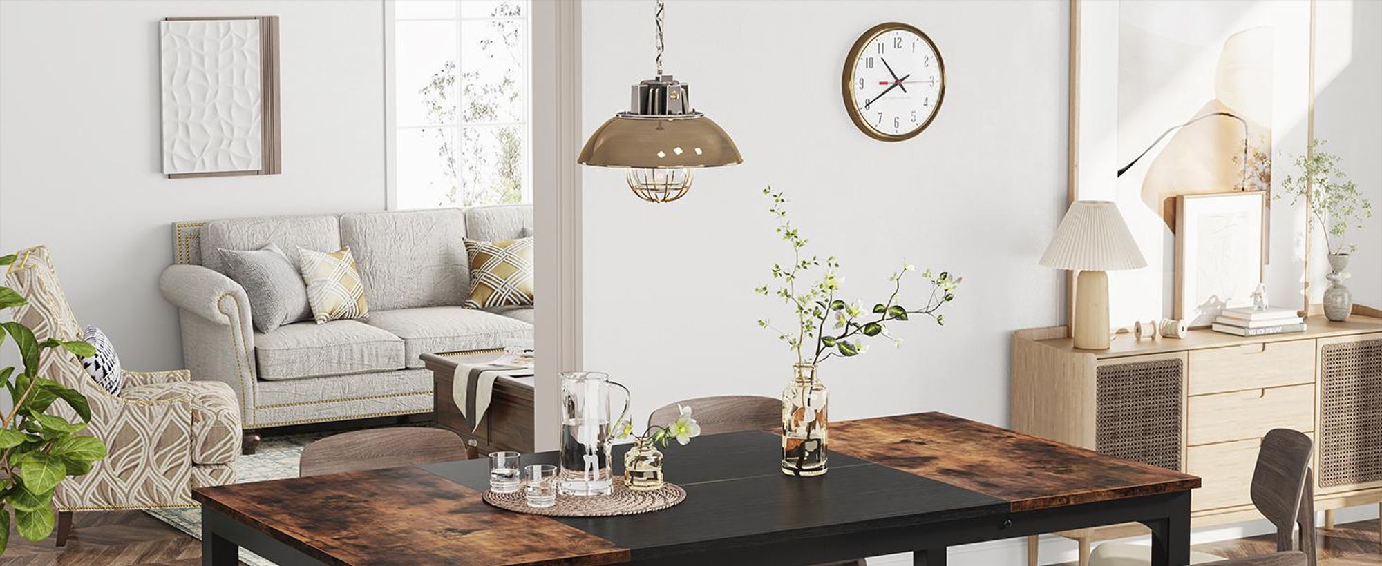 Wanbor 160 x 80 cm Esstisch, industrieller Küchentisch für 4-6 Personen, rechteckiger Esstisch für Esszimmer, Küche, mit robusten Metallbeinen