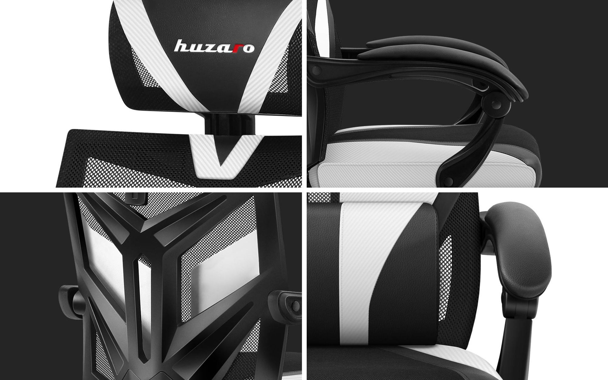 Huzaro Combat 5.0 | Gaming Stuhl Ergonomischer Bürostuhl PC-Stuhl | Fußstütze Verstellbare Kopfstütze bis 140 kg 90-140° Neigungswinkel | Weiß