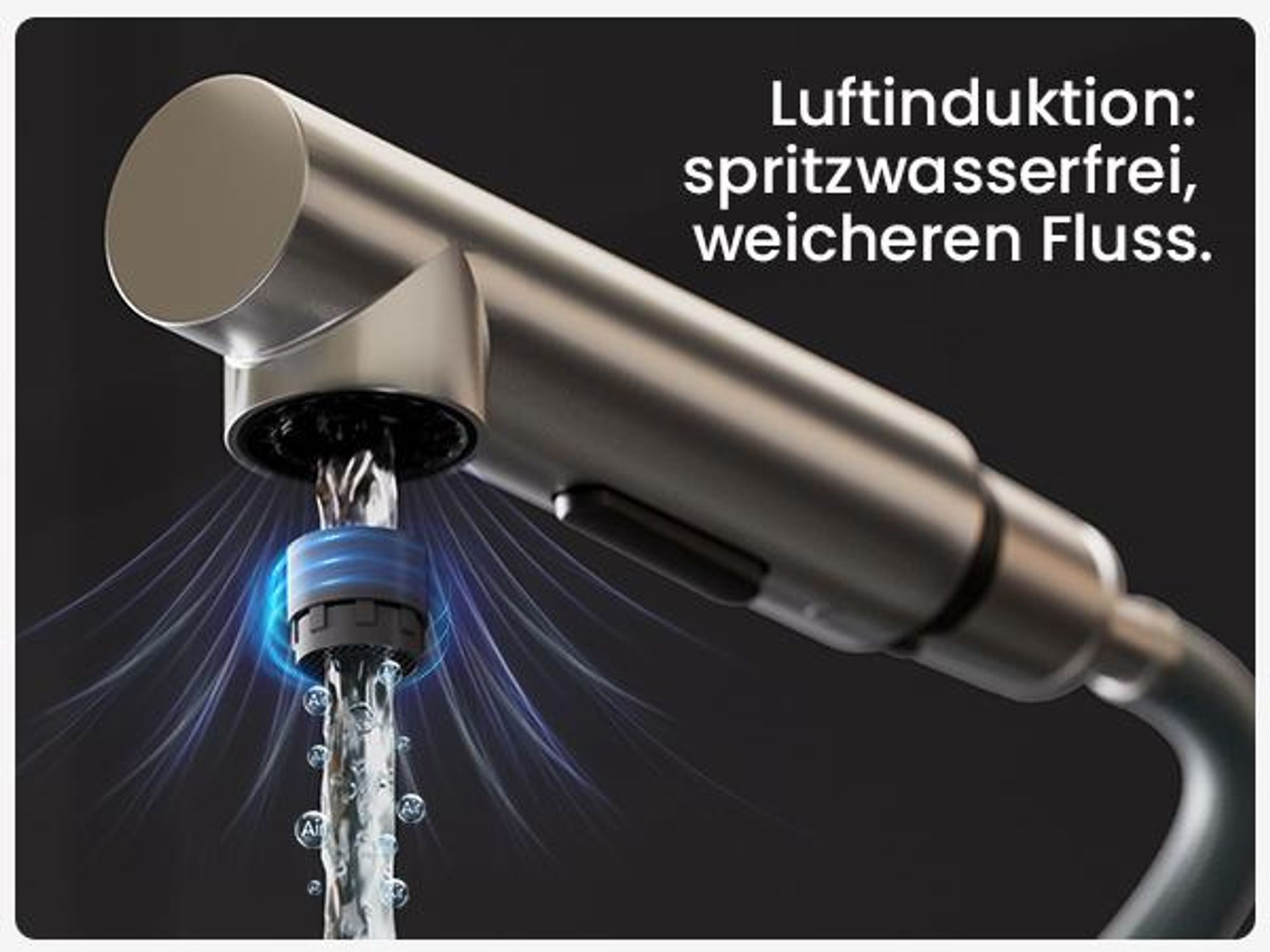 CECIPA MAX Küchenarmatur Ausziehbare Küchenarmatur mit Brause, Hochdruck-Mischbatterie für die Küche mit 2 Strahlarten, Spültischarmatur aus Edelstahl