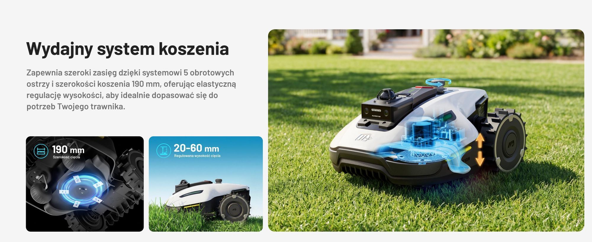 Robotická kosačka Mammotion YUKA Mini 2 1000 s garážou a umývacím stojanom, do 1000 m², DropMow, auto mapovanie, kosenie okrajov, APP