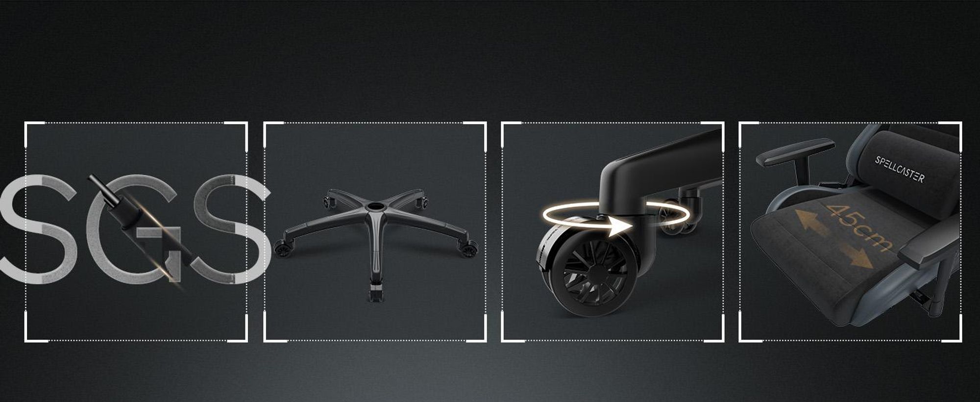 SENSE7 Spellcaster FUKU XL herná stolička Alcantara čierna – Ergonomická kancelárska stolička pre vysokých ľudí, nosnosť 160 kg, stolička s chladnou penou, široké sedadlo