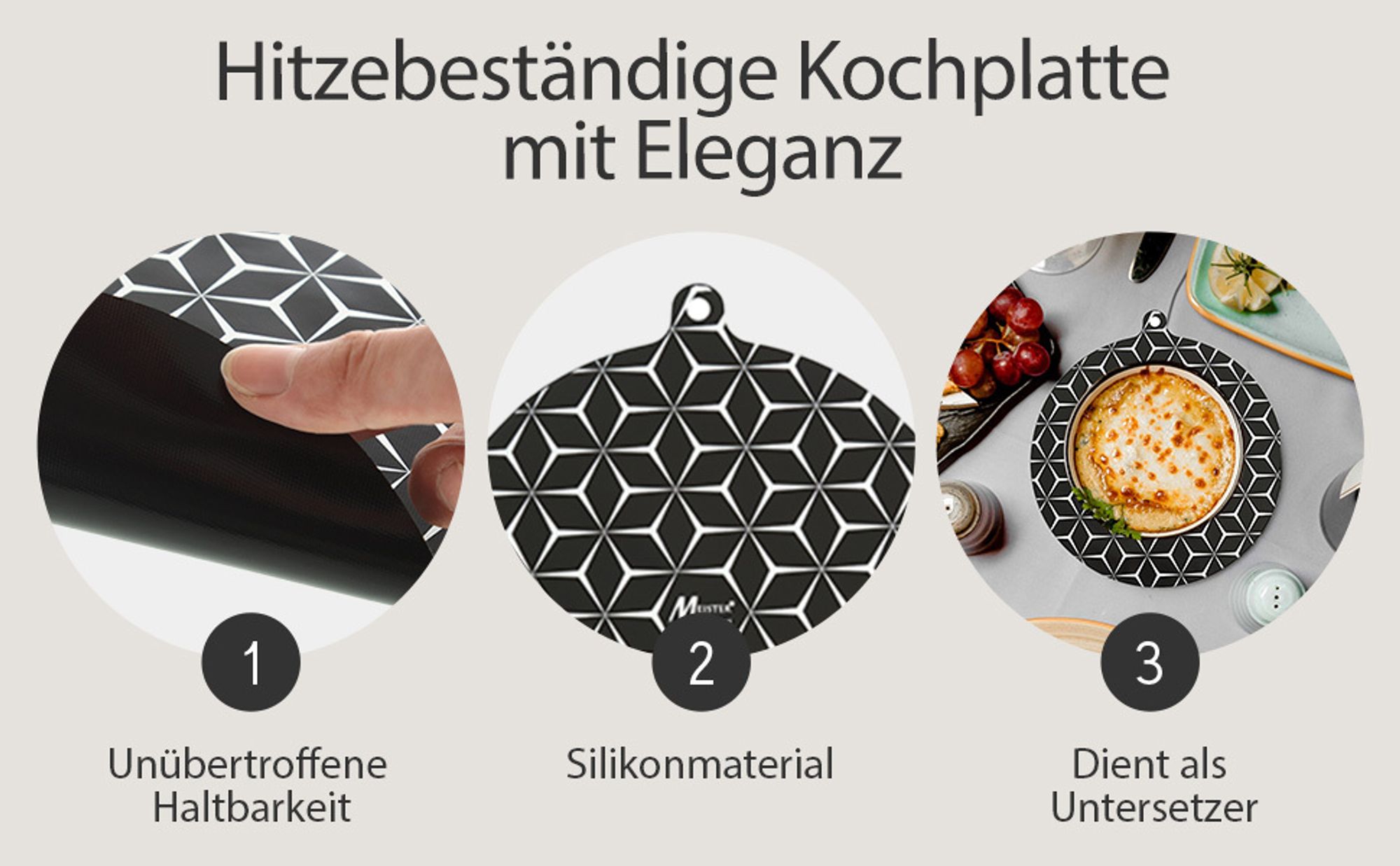 Meisterhome® Induktionsschutzmatte – Herdabdeckplatte - Herdabdeckung Induktionsfeld - Hitzeschutzmatte - Induktionsmatte für alle Größen - Silikon Matte - Induktion Schutzmatte, Model:Set 4