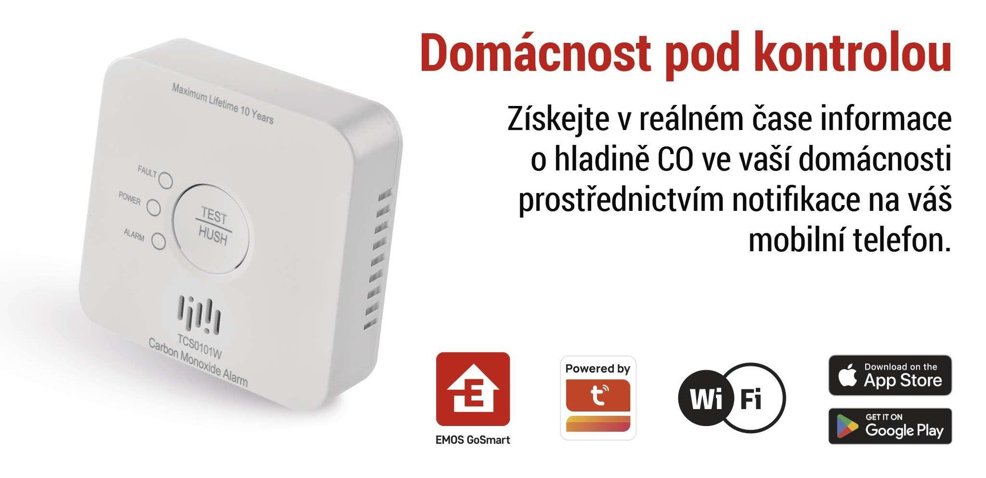 EMOS GoSmart Detektor oxidu uhelnatého TCS0101W s WiFi, P56400S