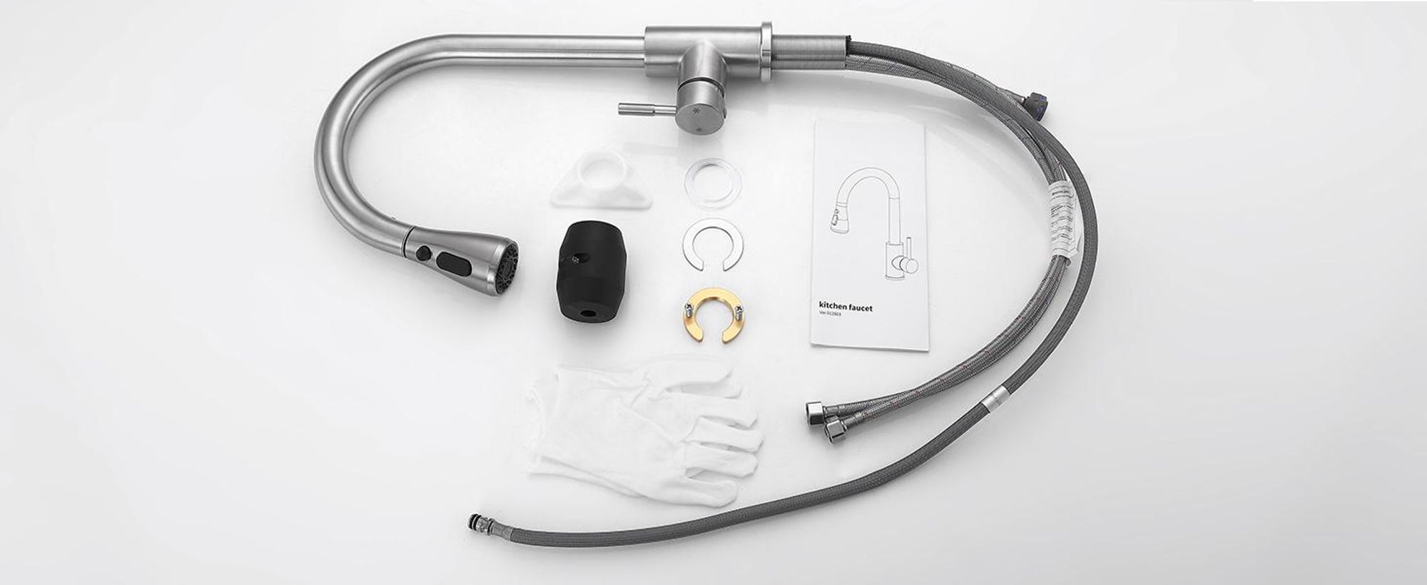 Homelody Wasserhahn Küche Edelstahl,Küchenarmatur 360°Schwenkbar,Armatur Küche 3 Strahlarten Geschirrbrause,Hochdruck Mischbatterie Küche mit Brause