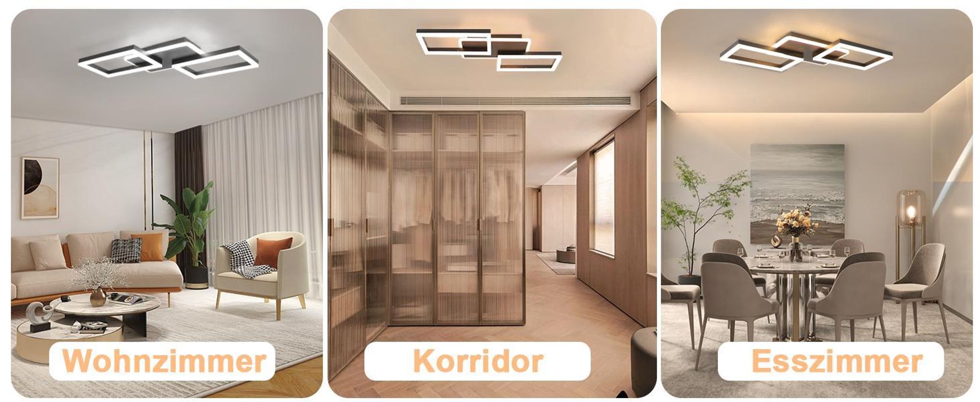 ZMH LED stropné svietidlo Stropné svietidlo do obývačky - 48W stmievateľné svietidlo do spálne Čierny plochý dizajn s diaľkovým ovládaním Kovové moderné kuchynské svietidlo