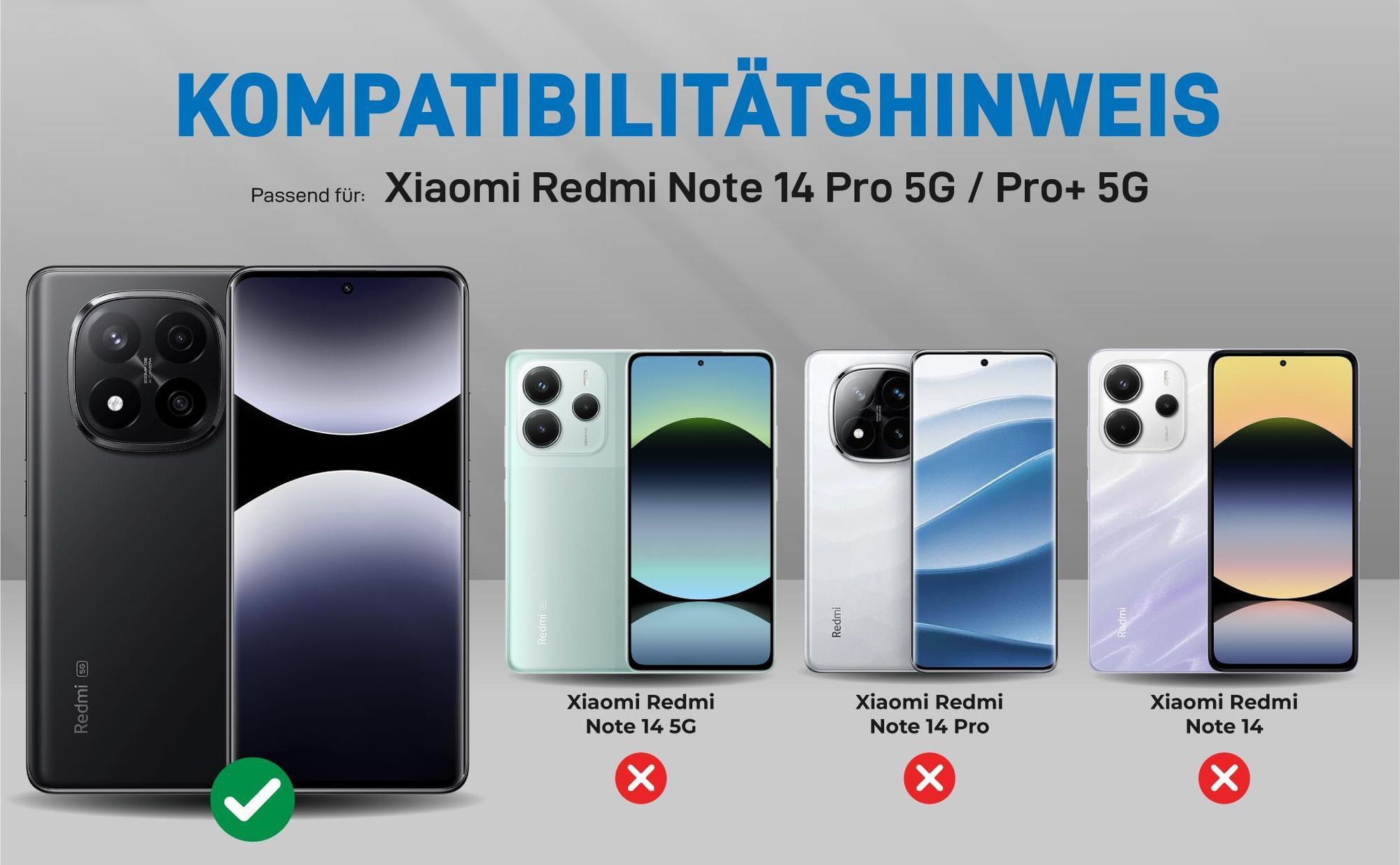 Kompatibilitätshinweise Hülle für Xiaomi Redmi Note 14 Pro 5G / 14 Pro+ 5G
