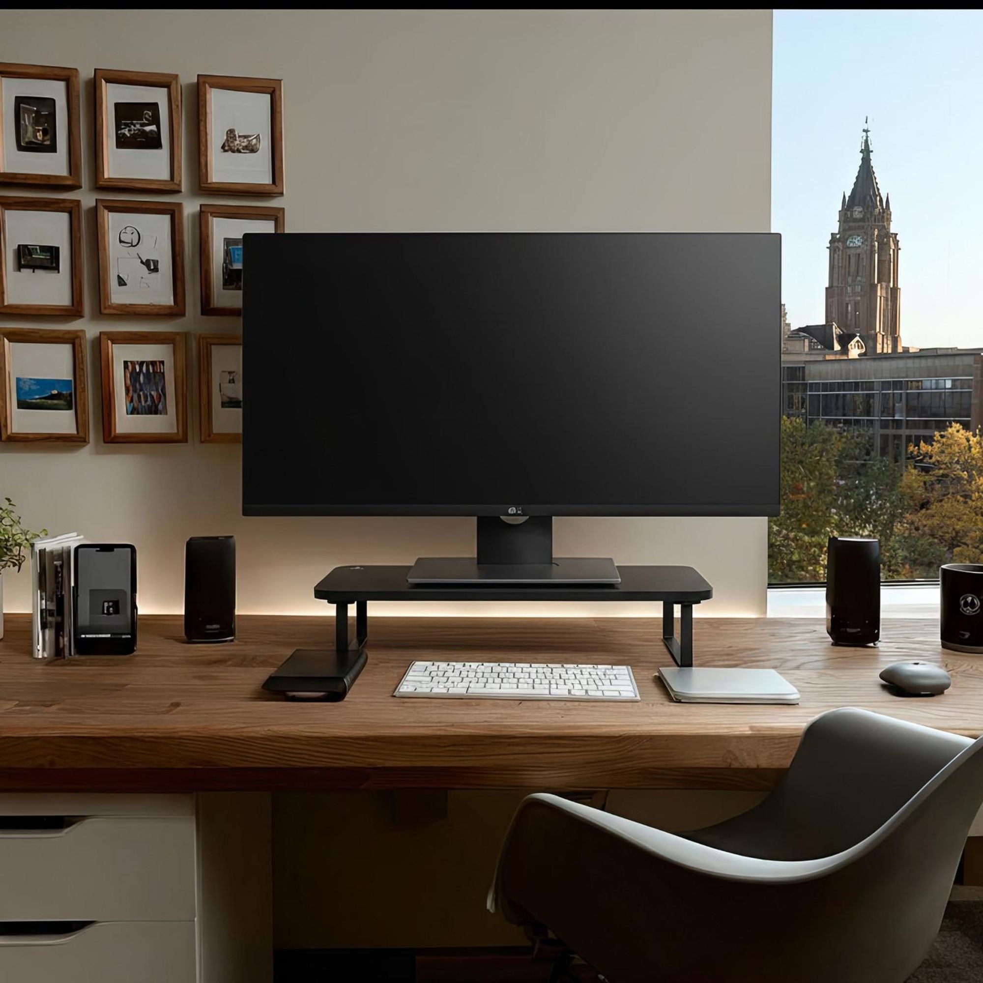 Monitorständer 13"- 32" Bildschirmerhöhung Laptopständer Schreibtischaufsatz Bildschirm Ständer bis 20kg 50x26x12.2cm