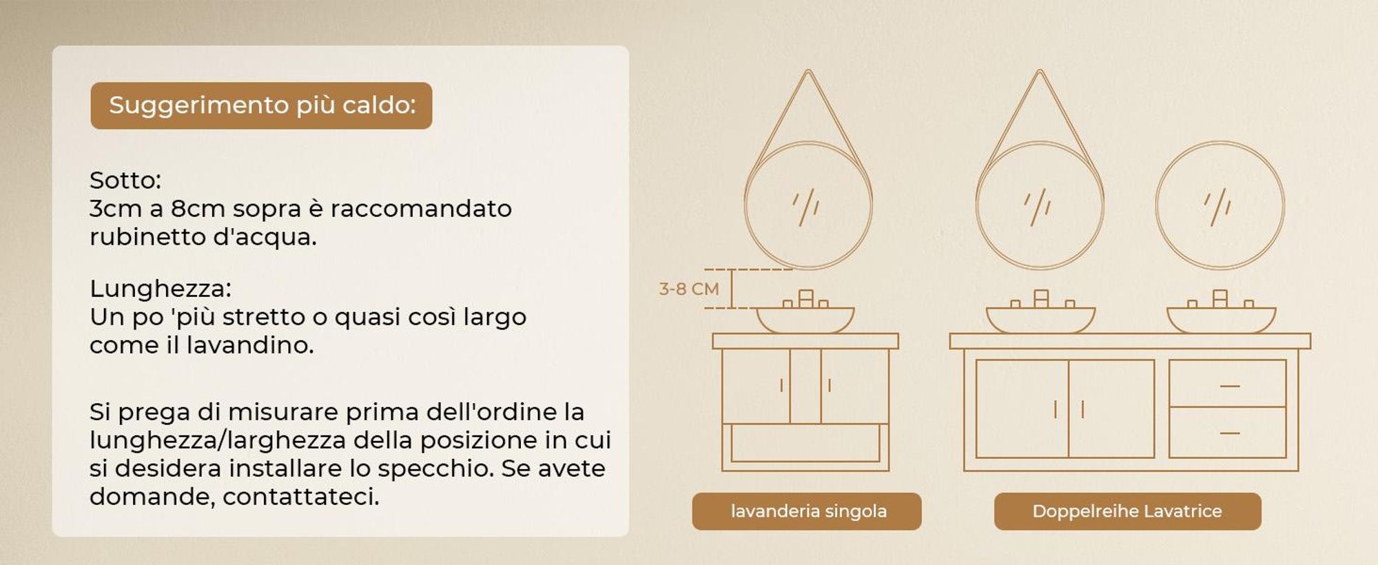 S'AFIELINA Specchio da bagno da 60 cm con illuminazione Specchio da bagno rotondo a LED con luce bianca fredda e tattile Cornice nera Cintura in pelle regolabile