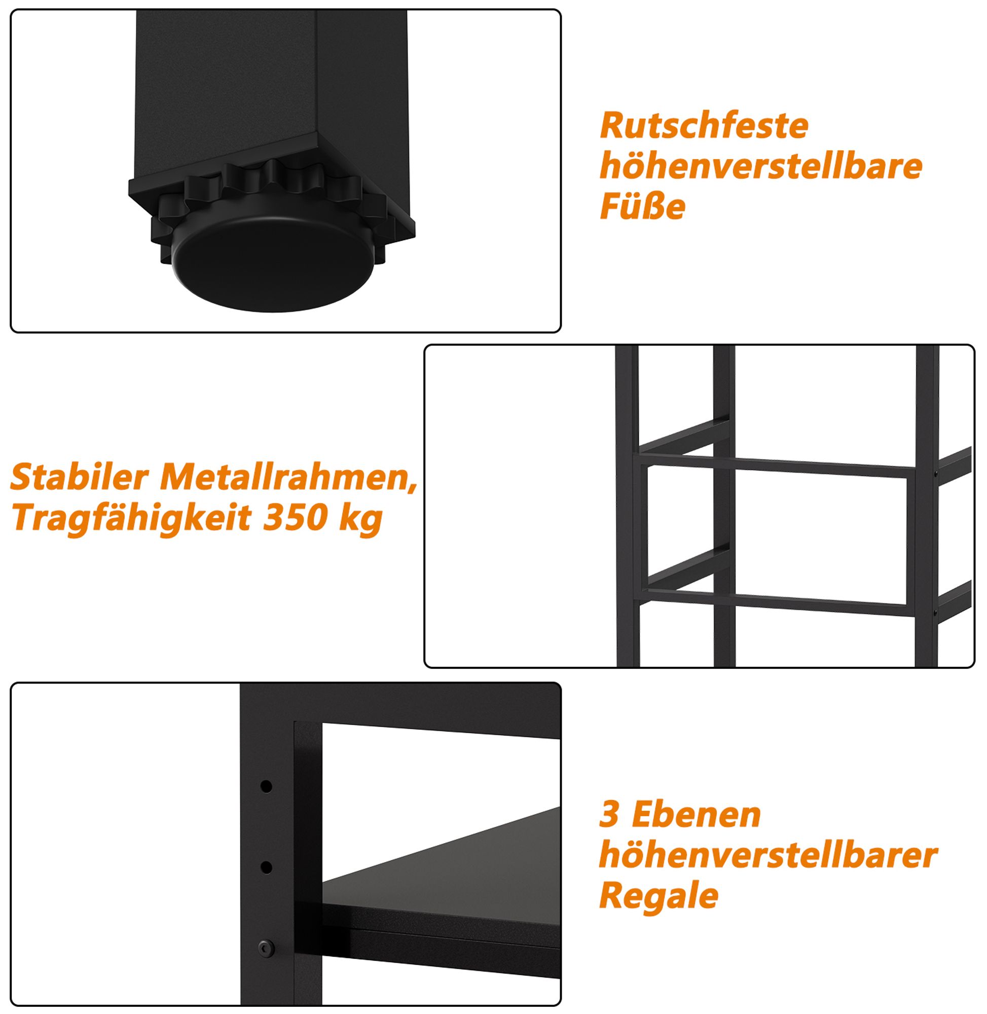 TWSOUL Waschmaschinenumbauschrank Waschmaschinenständer, Metallrahmen, Doppelschicht 73cm*64cm*110cm, Tragfähigkeit 350 kg，Schwarz