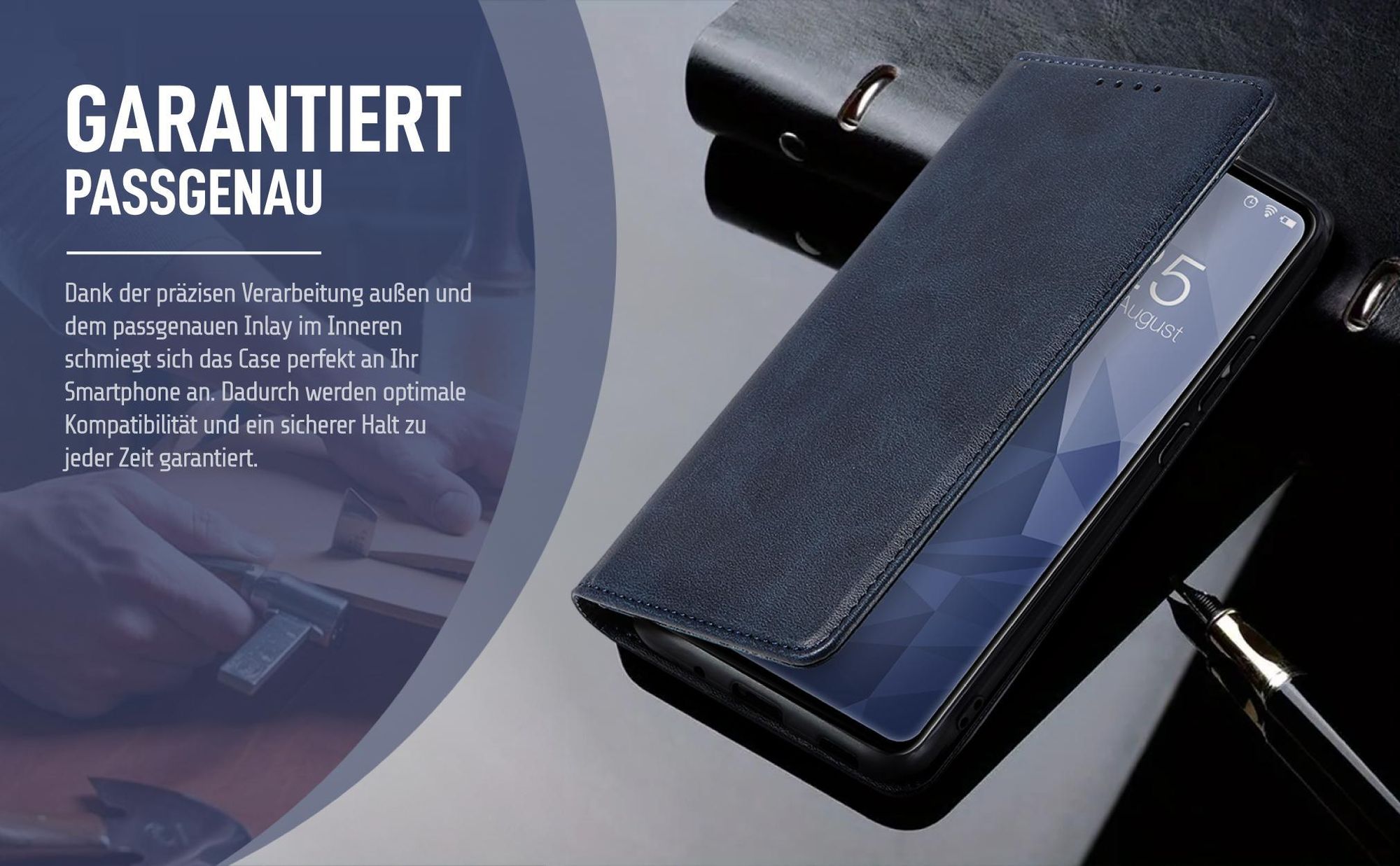 Dunkelblaue Klapphülle für Samsung Galaxy A27 5G mit präziser Passform