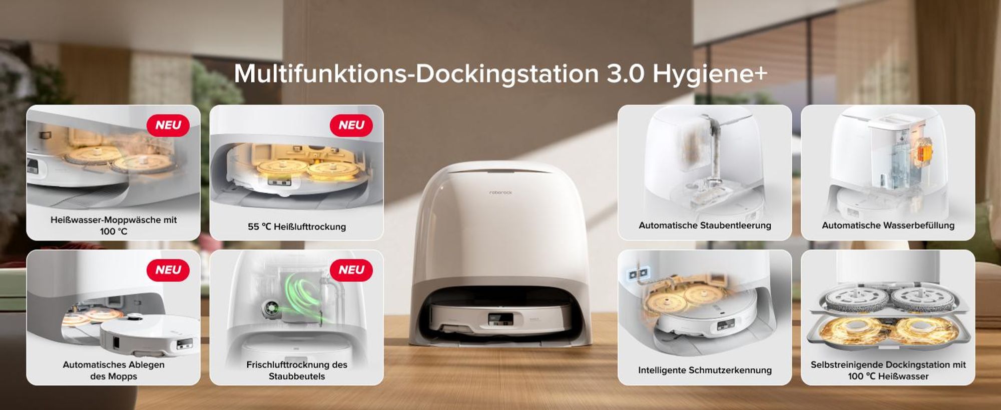Roborock Qrevo Curv 2 Pro Staubsauger Roboter, 25.000 Pa Saugroboter mit Wischfunktion und Wischmopp-Hebefunktion, 100 °C Moppwäsche mit heißem Wasser
